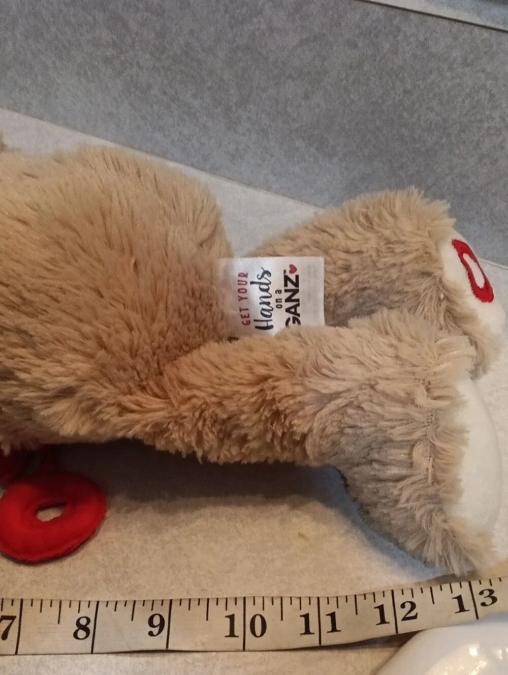 GANZ Cream Plush Teddy Bear with Red Heart and XO Accent